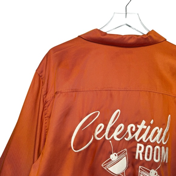 NEW PacSun Celestial Room Orange Embroidered Camp Shirt Shacket Sz L - Picture 3 of 15